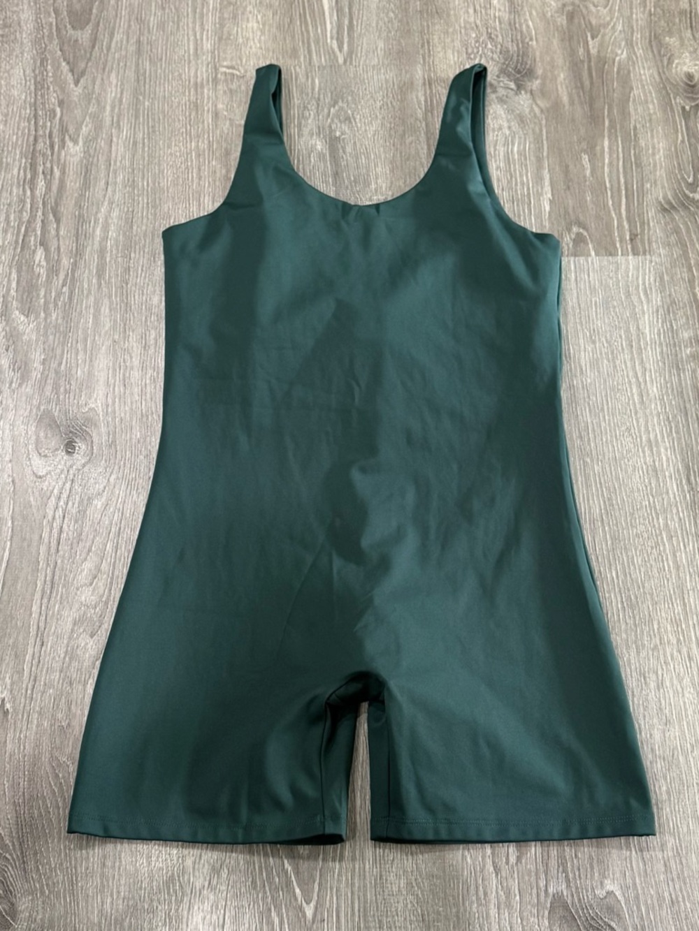 Girlfriend Collective Bike Unitard Romper Shorts Body Shaper Green Moss Size XL